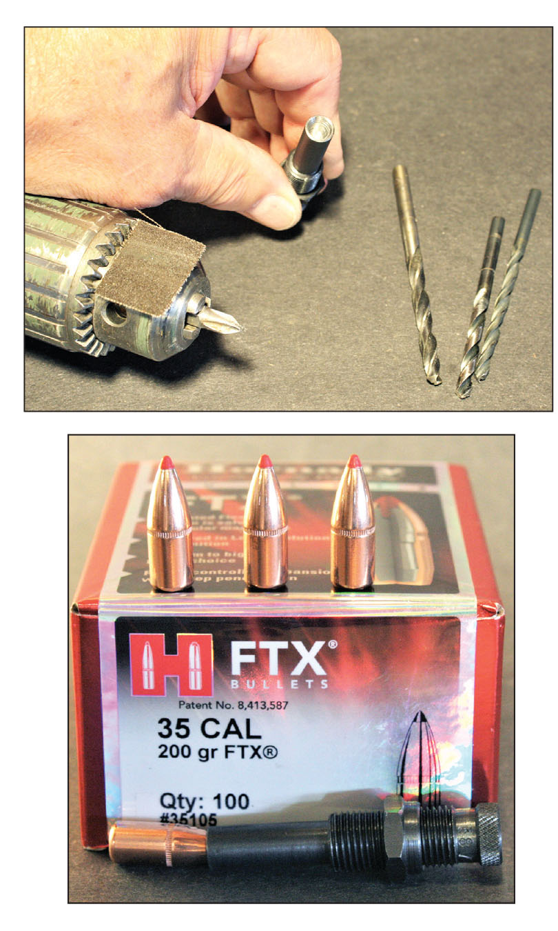 John made a spitzer seating plug for FTX bullets by drilling out and polishing a spare roundnose seating plug.